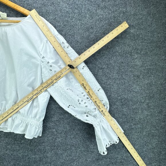 Anthropologie Maeve Top Womens Medium White Embroidered Eyelet Boho Chic‎ Fairy - Picture 10 of 11